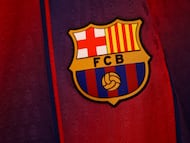 Detalle del escudo del FC Barcelona.