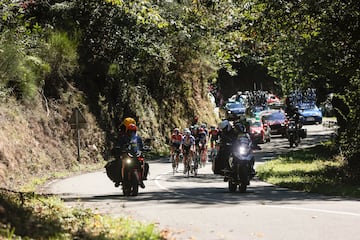 El pelotón durante la decimoctava etapa de la Vuelta Ciclista a España disputada entre Pola de Allande y La Cruz de Linares, de 179 kms de recorrido.