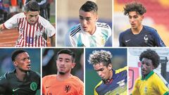 Fernando Ovelar (Paraguay), Mat&iacute;as Palacios (Argentina), Adil Aouchiche (Francia), Samson Tijani (Nigeria), Naci &Uuml;n&uuml;var (Holanda), Johan Mina (Ecuador) y Talles Magno (Brasil), estrellas emergentes del Mundial Sub-17.