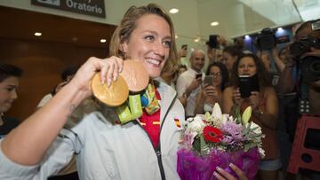 Mireia Belmonte, a su llegada a Barcelona.