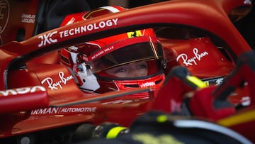 Ferrari's Monegasque driver Charles Leclerc prepares to drive during the second day of the Formula One pre-season testing at the Bahrain International Circuit in Sakhir on February 22, 2024. (Photo by Andrej ISAKOVIC / AFP)