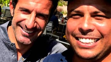 Figo y Ronaldo, reencuentro gal&aacute;ctico con cambio de pelota