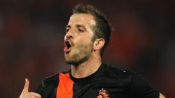 ROTTERDAM, NETHERLANDS - MAY 30:  Rafael van der Vaart (#23) of Netherlands celebrates after he scores the second goal of the game during the International Friendly between the Netherlands and Slovakia at De Kuip Stadion on May 30, 2012 in Rotterdam, Netherlands.  (Photo by Dean Mouhtaropoulos/Getty Images)