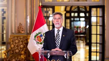 Handout picture released by Peruvian Presidency showing Peruvian President Francisco Sagasti giving a televised message to the nation at the Government Palace in Lima on January 6, 2021. - Peru announced on Wednesday that reached purchase agreements with the Chinese pharmaceutical company Sinopharm to acquire 38 million vaccine doses against COVID-19 and with the British company AstraZeneca for another 14 million. (Photo by Handout / Peruvian Presidency / AFP) / RESTRICTED TO EDITORIAL USE - MANDATORY CREDIT &quot;AFP PHOTO / PERUVIAN PRESIDENCY / ALBERTO ORBEGOSO&quot; - NO MARKETING NO ADVERTISING CAMPAIGNS - DISTRIBUTED AS A SERVICE TO CLIENTS