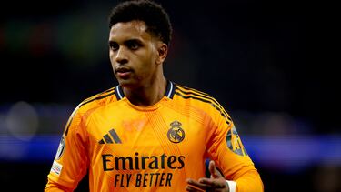 MANCHESTER (United Kingdom), 11/02/2025.- Rodrygo of Real Madrid looks on during the UEFA Champions League knockout phase play-offs 1st leg match between Manchester City and Real Madrid, in Manchester, Britain, 11 February 2025. (Liga de Campeones, Reino Unido) EFE/EPA/ADAM VAUGHAN