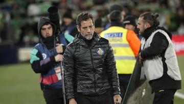 Quique Sánchez Flores en el último partido que el Getafe jugó en el Coliseum.