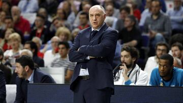 Pablo Laso, entrenador del Real Madrid, durante el primer partido de la final ante el Kirolbet Baskonia.