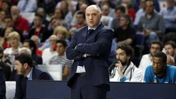 Pablo Laso, entrenador del Real Madrid, durante el primer partido de la final ante el Kirolbet Baskonia.