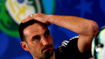 -FOTODELDIA- COPAME2612. SÃO PAULO, 05/07/2019.- El entrenador de Argentina Lionel Scaloni durante conferencia de prensa este viernes en el arena Corinthians en la ciudad de São Paulo. Argentina enfrenta mañana a Chile en partido v&aa