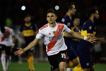 El delantero colombiano abrió el marcador en el partido de ida de las semifinales de la Copa Libertadores entre River Plate y Boca Juniors.