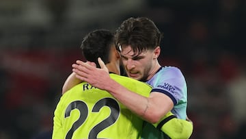 Manchester United y Arsenal empataron en Old Trafford con un par de pinceladas de Bruno Fernandes y Declan Rice.