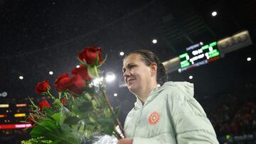 Nov 1, 2024; Portland, Oregon, USA; Portland Thorns FC forward Christine Sinclair (12) being recognized after the game against Angel City FC at Providence Park. Mandatory Credit: Craig Mitchelldyer-Imagn Images