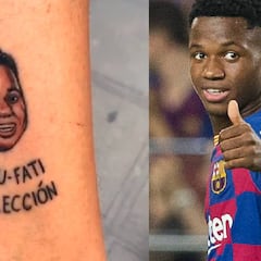 Dos youtubers se tatúan la cara de Ansu Fati y consiguen llamar su atención