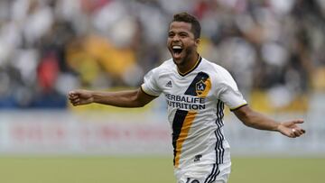 LA Galaxy forward Giovani dos Santos (10) celebrates after scoring a goal against Colorado Rapids during the second half at StubHub Center. The LA Galaxy won 1-0. 