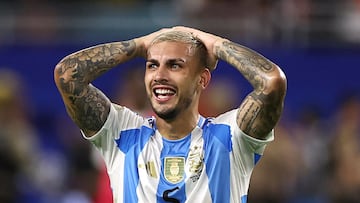 Soccer Football - Copa America 2024 - Final - Argentina v Colombia - Hard Rock Stadium, Miami, Florida, United States - July 14, 2024 Argentina's Leandro Paredes celebrates after winning Copa America 2024 REUTERS/Agustin Marcarian