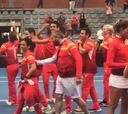 La celebración de España tras lograr el ascenso en la FedCup