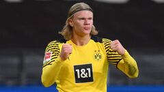 Erling Haaland, delantero noruego del Borussia Dortmund, en una partido de la Bundesliga.