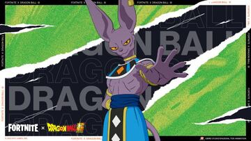 Arte oficial de la skin de Beerus, de Dragon Ball Super, en Fortnite