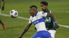 Futbol, Universidad Cat&Atilde;&sup3;lica vs Palmeiras. 
 Copa Libertadores 2021.
 El jugador de Universidad Cat&Atilde;&sup3;lica Juan Leiva, juega el bal&Atilde;&sup3;n contra Palmeiras durante el partido por los octavos de final de la Copa Libertadores realizado en el estadio San Carlos de Apoquindo.
 Santiago, Chile.
 14/07/2021
 Marcelo Hernandez/Photosport
 
 Football, Universidad Catolica vs Palmeiras.
 Copa Chile Championship 2021.
 Universidad Catolica&#039;s player Juan Leiva play the ball against  Palmeiras during eighths of final Copa Libertadores Championship at San Carlos de Apoquindo stadium in Santiago, Chile.
 07/14/2021
 Marcelo Hernandez/Photosport