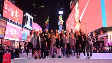 Las jugadoras de Estados Unidos en Times Square.