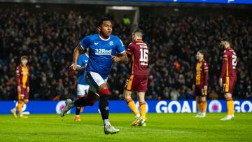 Alfredo Morelos en un partido de Rangers.