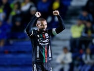 Soccer Football - Liga MX - Club America v Atletico San Luis - Estadio Azteca, Mexico City, Mexico - January 14, 2026 Atletico San Luis' Joao Pedro celebrates scoring their second goal REUTERS/Eloisa Sanchez