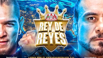 Este es el cartel para la lucha por el Megacampeonato entre el Hijo del Vikingo y Alberto El Patrón.