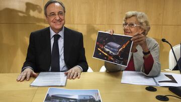 El presidente del Real Madrid, Florentino P&eacute;rez, y la Alcaldesa de Madrid, Manuela Carmena.