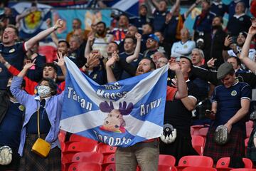 Aficionados de la selección de Escocia.