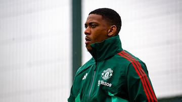 MANCHESTER, ENGLAND - MAY 22: Anthony Martial of Manchester United in action during a first team training session at Carrington Training Ground on May 22, 2024 in Manchester, England. (Photo by Ash Donelon/Manchester United via Getty Images)