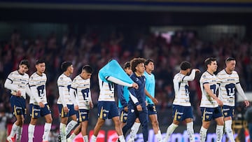 Players of Pumas during the 10th round match between Pumas UNAM and Guadalajara as part of the Liga BBVA MX, Torneo Clausura 2025 at Olimpico Universitario Stadium, on March 01, 2025 in Mexico City, Mexico.