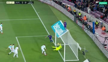 Imagen del gol reclamado por Suárez.