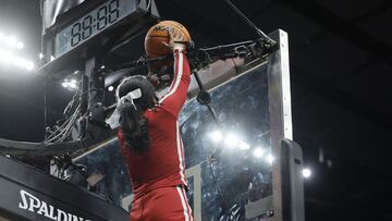 Just over a minute and a half into the Indiana-St. Mary&#039;s game the basketball was stuck on top of the backboard, and an unlikely hero came to the rescue.