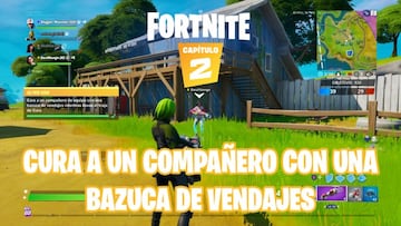 Fortnite Cap&iacute;tulo 2 - Temporada 1 | Desaf&iacute;o de Alter Ego: cura a un compa&ntilde;ero de equipo con una bazuca de vendajes mientras llevas el traje de Cura
 