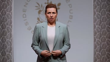 Danish Prime Minister Mette Frederiksen arrives for the Coalition of the Willing summit at the Elysee Palace in Paris, France January 6, 2026. YOAN VALAT/Pool via REUTERS
