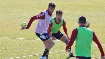 Aimar durante el entrenamiento de esta mañana.