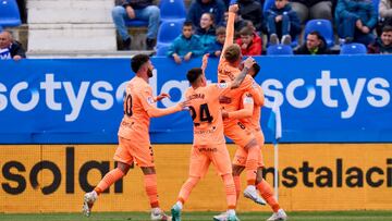 LEGANES, SPAIN - MARCH 05: Mateusz Bogusz of UD Ibiza celebrates after scoring his team's first goal during La Liga SmartBank match between CD Leganes and UD Ibiza at Estadio Municipal de Butarque on March 05, 2023 in Leganes, Spain. (Photo by Diego Souto/Quality Sport Images/Getty Images)