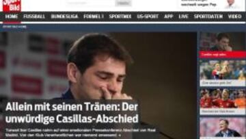 La portada de SportBild calificó de indigna la salida de Casillas.
