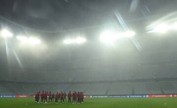 Atlético in this evening's training session in Munich.