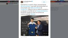 Evo Morales felicita a Lampe tras su presentación con Boca