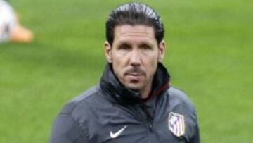 Simeone, en el entrenamiento del Atlético en San Siro.