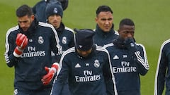 Kiko Casilla, Luka Modric, Casemiro, Keylor Navas y Vinicius Junior, durante el entrenamiento del Madrid.