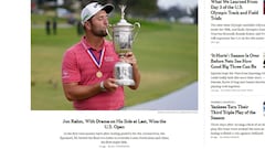 Portada de la secci&oacute;n de deportes del New York Times con el triunfo de Jon Rahm en el US Open de golf.