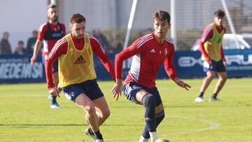 Torró y Moncayola durante el entrenamiento.