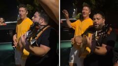Lewandowski para en mitad de la calle a bailar y cantar con unos hinchas