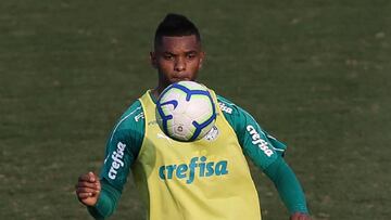 Miguel Borja durante un entrenamiento de Palmeiras.