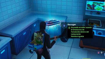 Fortnite Battle Royale: cómo conseguir el Fortbyte #41, Se puede acceder usando el emoticono de Tomatoide dentro del restaurante Hamburrrguesa