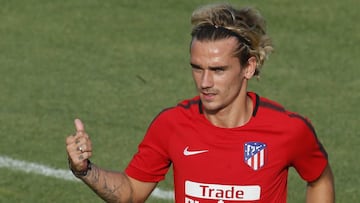 Antoine Griezmann en un entrenamiento del Atl&eacute;tico en el Cerro del Espino.