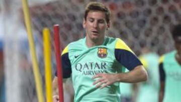 Messi sigue entrenando con el grupo y apunta a Pamplona