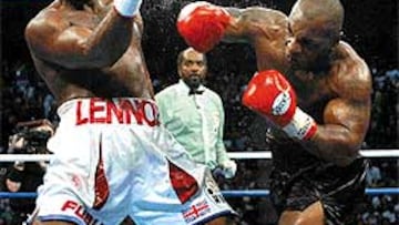 <b>LA ÚLTIMA PELEA.</B> Lennox Lewis derrotó a Mike Tyson el pasado 8 de junio en la Pirámide de Memphis. La revancha tiene que disputarse el 21 de junio, pero Lewis exige garantías económicas.